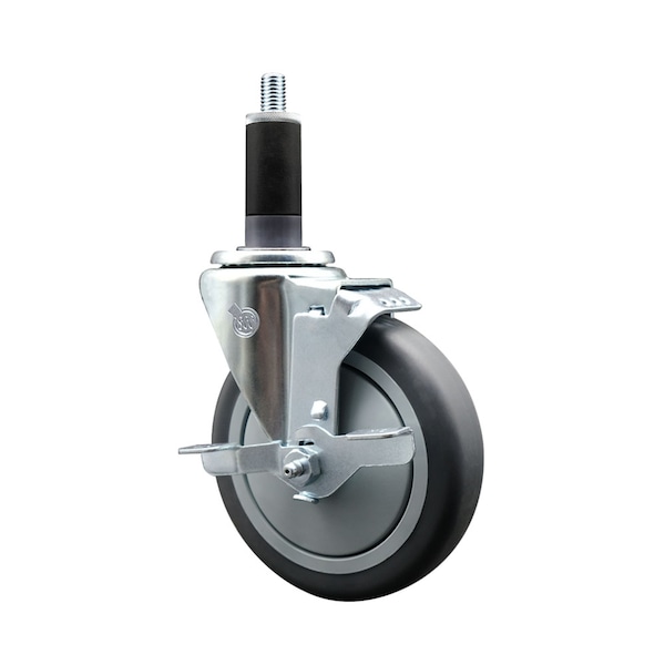5'' Thermoplastic Rubber Swivel 1-1/8'' Expanding Stem Caster with Brake